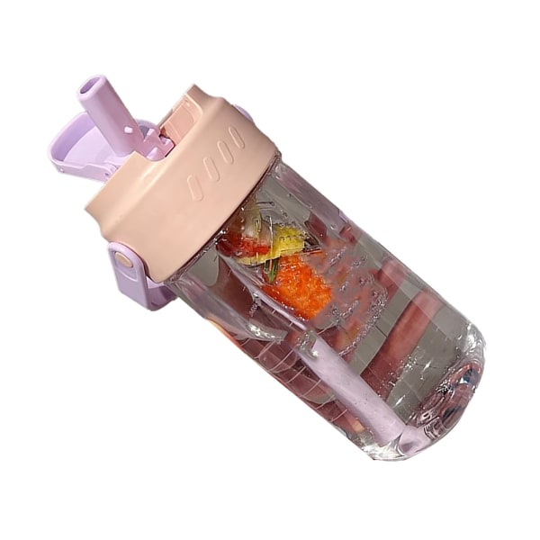 Sugerør vannflaske innebygd te sil med håndtak PC 700ml vakker søt sugerør flaske for jenter kvinner rosa
