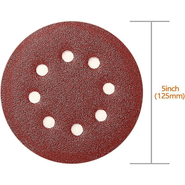 5 tommer 8-huls slibeskiver - Pakke med 10, Krog- og løkke-sandpapir til orbital slibemaskine (240 korn)