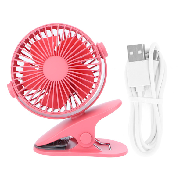 Red Desktop Clip Fan Rotatable USB Charging Stroller Fan for Home Office Baby Carriage