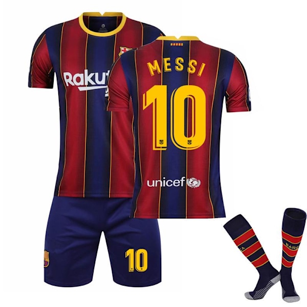 Børnefodbold sæt udebane og hjemmebane T-shirt sæt 21/22-20 21 Barcelona hjemme Mej 20 21 Barcelona hjemme Messi 10 børn red 26