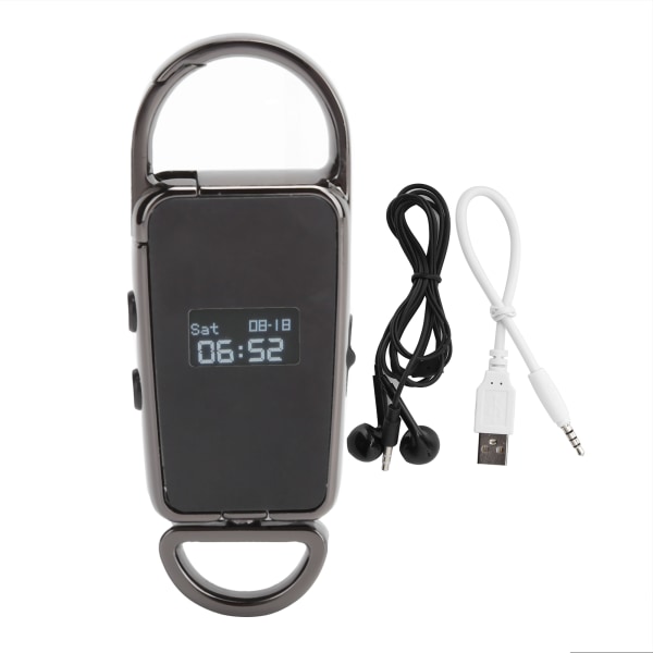 S23 musta miniavainrenkaan muotoinen USB muistitikku MP3-soitin kohinanvaimennusäänitallennin 8GB (noin 96 tuntia)