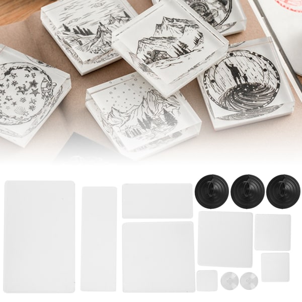 Stempelblokk Akryl Klar med hvit stiplet linje for Scrapbooking-håndverksfremstilling Stempelverktøy