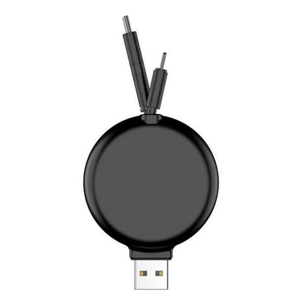 3 i 1 Ladekabel Uttrekkbar Design Liten Bærbar Multi Ladekabel for Hjemmebil Svart