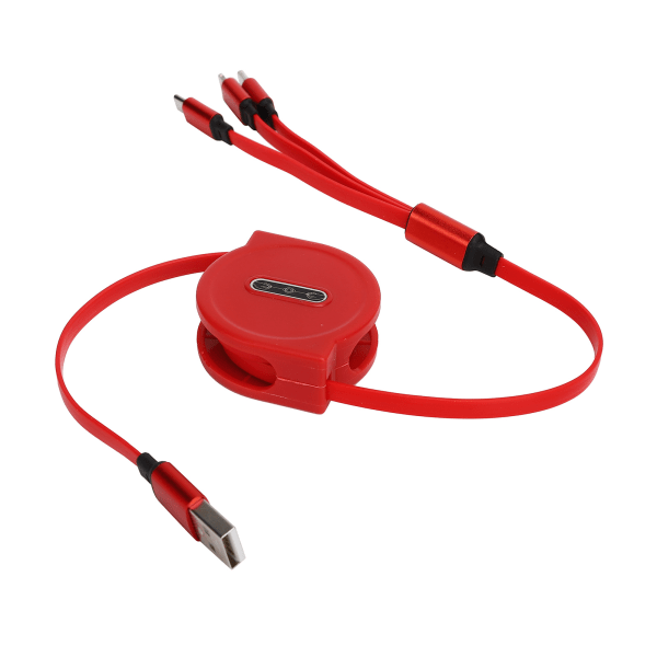 3 i 1 multi-optrækkeligt opladerkabel 3A med TypeC/til IOS/Micro USB-stik 1,1M (rød)