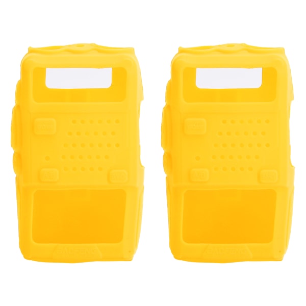 2kpl Mini Walky Talky Silikoni suojaava Pehmeä Cover kaksisuuntainen radiosuoja Baofeng UV5R (keltainen)