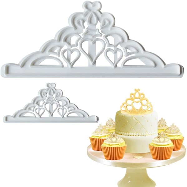 2PCS Kronekakeformsett Kroneform Cupcake Dekorering Gumpaste Mugg Kjøkken Bakeverktøy for Deig Leire