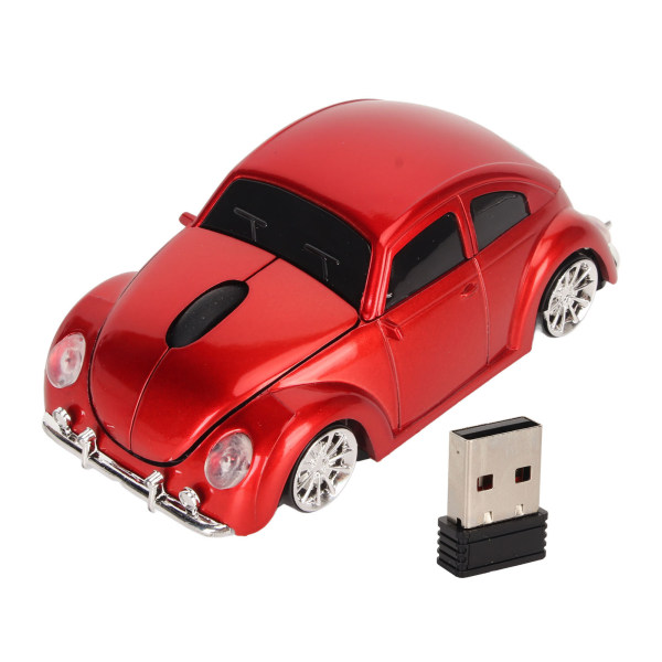 Trådløs mus rød sportsbil stil 2.4GHz USB-mottaker 1600DPI LED-hodelykt kontormus for bærbar stasjonær datamaskin Rød