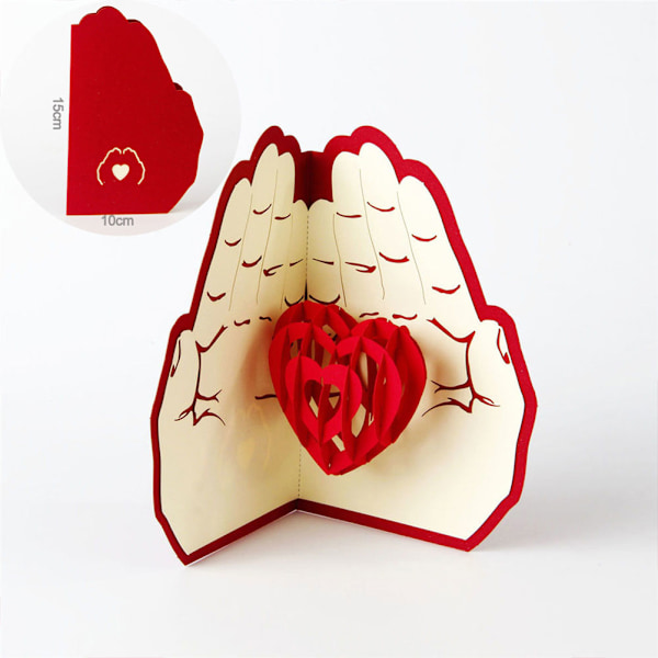 3D Heart Greeting Card Hands Hold the Heart Card for Birthday Thanksgiving Valentine's Day