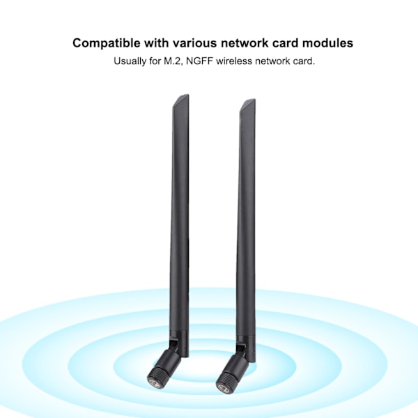 M.2/NGFF nettverkskortkabel med 2x 6DBi-antenne for Intel 9260NGW/7265AC/9650AC/BCM94360 - 2-pakning