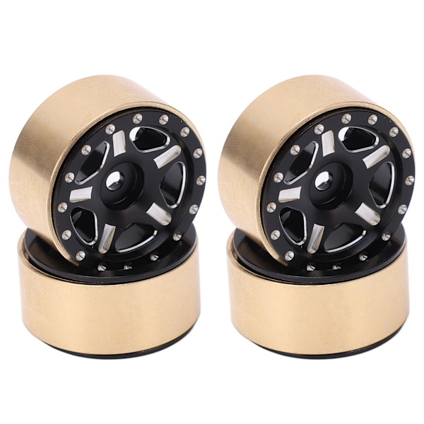 4 st RC Bead Lock Navar Aluminiumlegering Mässing RC Fordon Däck Navar för Axial SCX24 1/24 Svart