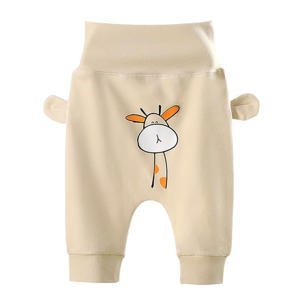 Baby Pants High Waisted Belly Protection Fashionable Causal Warm Comfortable Toddlers Trousers for Spring Autumn Khaki M (Suitable for Height 80)