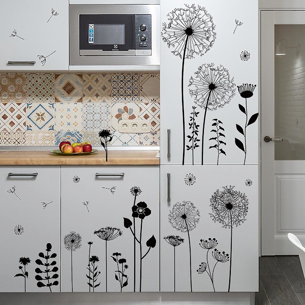 Black Dandelion Wall Stickers Set - Stylish Home Decor for Living Room, Bedroom, Office, and Windows