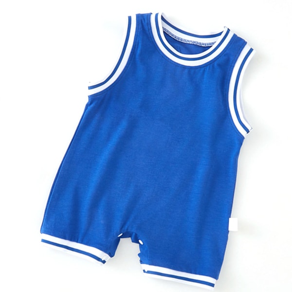 Baby Jumpsuit uten ermer, pustende, supermyk, søt, endelte, uten ermer, blå, 39,4 tommer