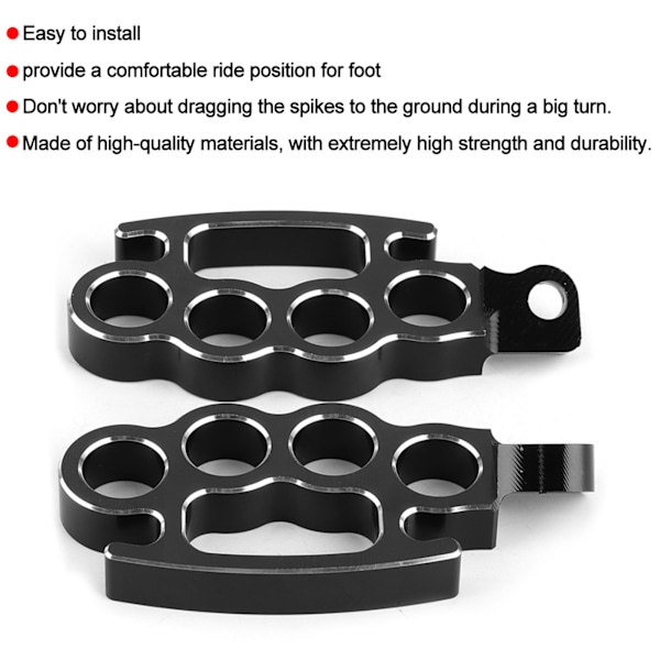 2 Stk Flying Knuckle Control Fodpinde Motorcykel Bagtrin Pedaler Tilbehør Sort