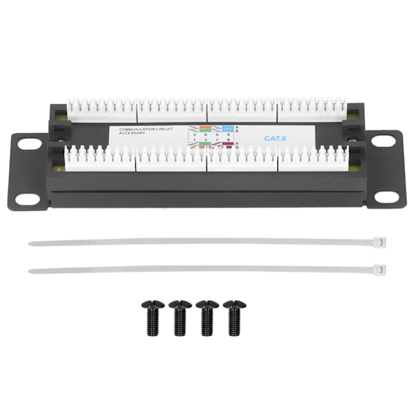 8 Ports Wall Mount Network Patch Panel UTP Cat6 Unshielded Wiring Bracket for 23‑28AWG Cable