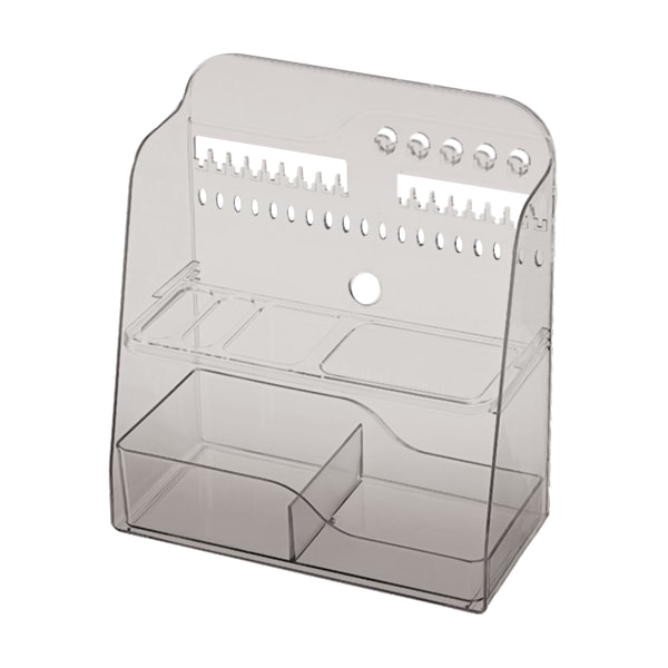 Skrivebords Oppbevaringsboks Kosmetisk Sminkearrangør Plast Smykkeskrin Små Sminkeforfengelighet Oppbevaringsbeholdere for Skap Benkeplater Transparent Grå