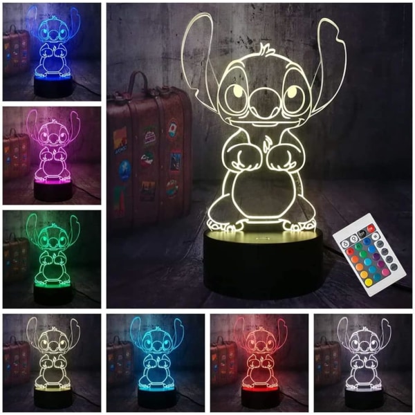 Julklappar Stitch Night Light, Lilo och Stitch Gift 3D Stitch Lamp Toy