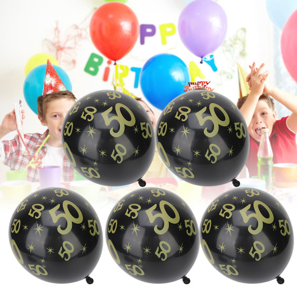 20 kpl lateksiilmapallo, jossa on numero 50 kuvio syntymäpäiväjuhliin hääpäivän kunniaksi koriste musta