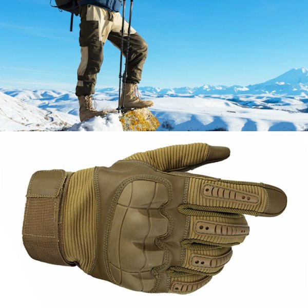 Åndbare Full Finger Powersports-handsker med hård knoge og antislip-greb - Brun XL