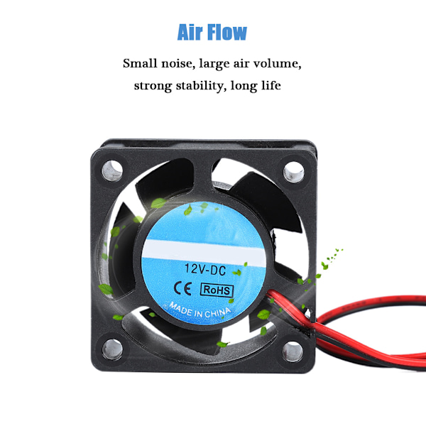 4020 DC 12V 0,15A Jäähdytystuuletin 3D-tulostimelle - Musta
