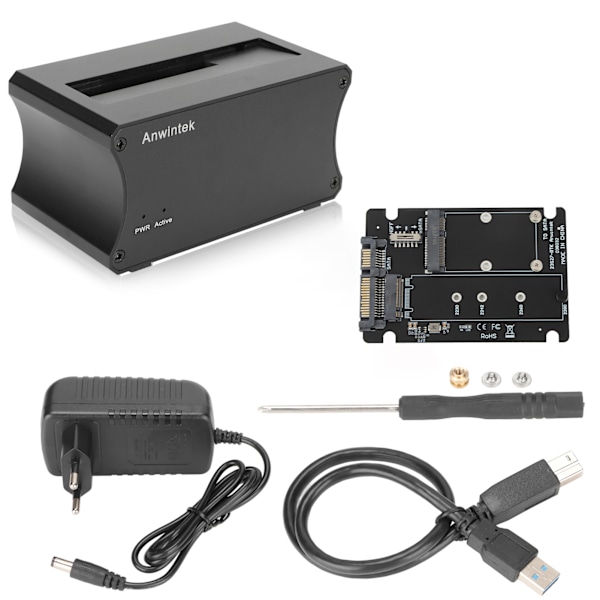 USB 3.0 til SATA Ekstern Harddisk Docking Station Enkelt Disk 5Gbps Aluminium Legering Kopifunktion HDD Dock 100‑240V EU Stik