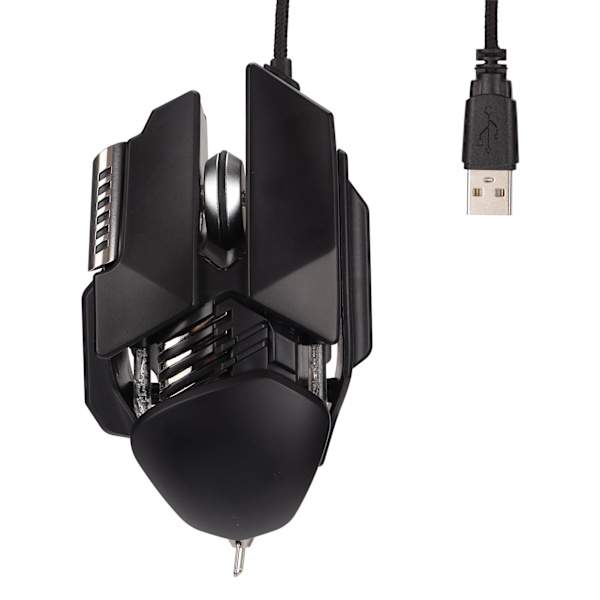 Mekanisk Mus 12800 DPI Ergonomisk Udtrækkelig Justering RGB USB Sort 6D Knap Gaming Kablet Mus