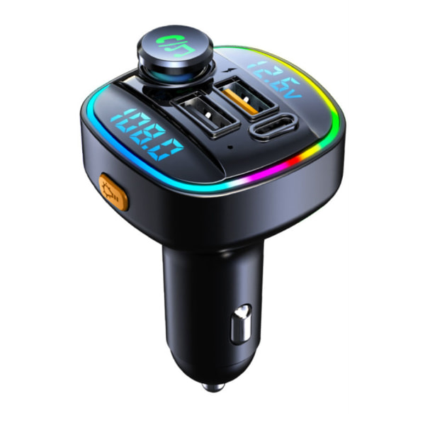 FM-sender Bluetooth Dobbel USB-billader 7 farger Høy ytelse Stereo Universal Passer for biler