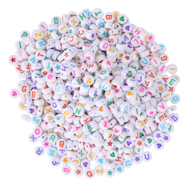 1000 kpl kirjainhelmiä pyöreä väri aakkoset FiveStar Peach Heart akryyli DIY rannekoru työkalu