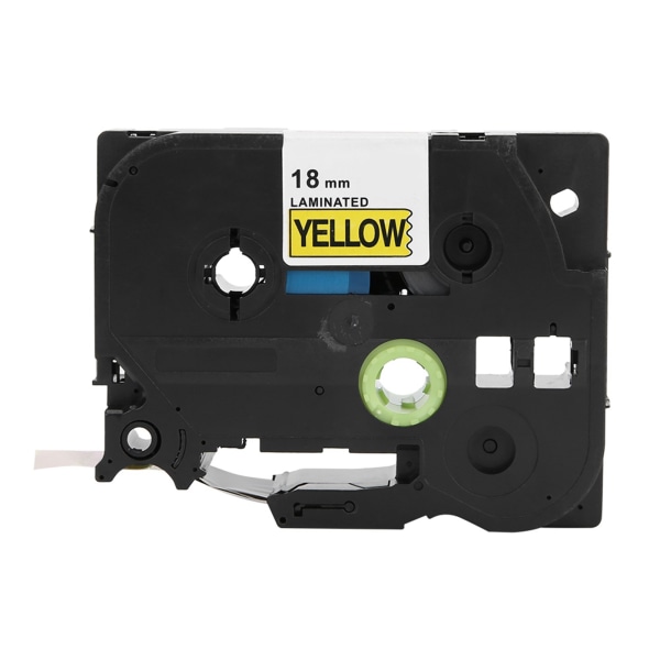 18mm X 8m tarravalmistaja PET-laminoitu tarrateippi, joka sopii Brother-tarratulostimelle PT E100B (musta keltaisella)