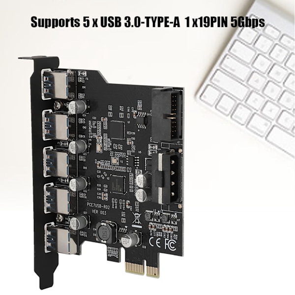 PCI-E 5-ports USB 3.0-utvidelseskort