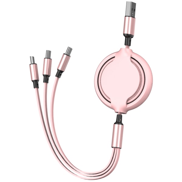 3 i 1 indragbar laddningskabel kompatibel för iOS Micro USB Type C-kabel Snabbladdningsdatasynkroniseringskabel