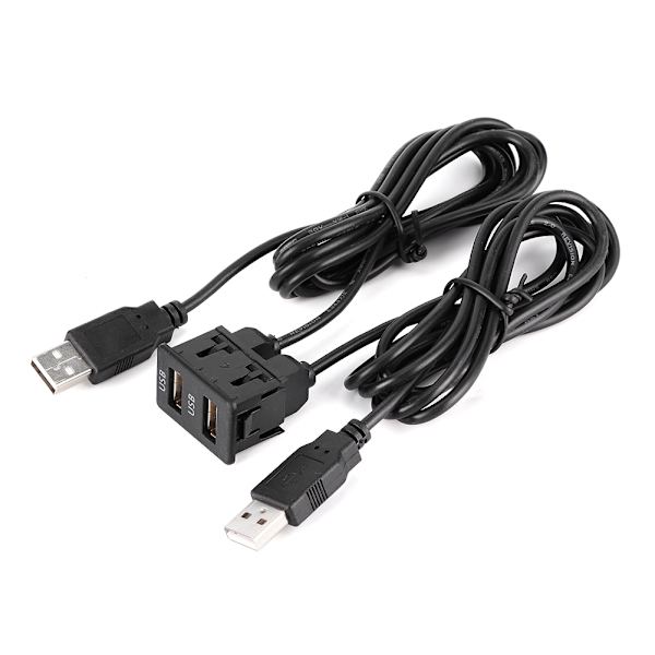 1,5 m Instrumentbräda Kabeladapter 2 Port Bilfäste Infälld Sladd för Lastbil Båt