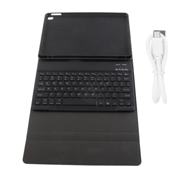 Trådløst tablet-tastatur til Bluetooth aftageligt baggrundslystastatur med beskyttende etui, sort