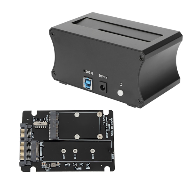 USB 3.0 til SATA Ekstern Harddisk Dockingstasjon Enkel Disk 5Gbps Aluminiumlegering Kopifunksjon HDD Dock 100‑240V EU Plugg