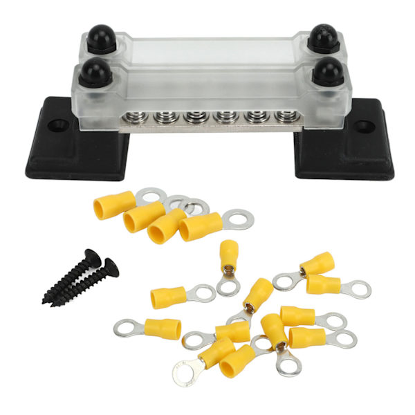 DC 12‑48V AC 110‑300V Strömfördelningsblock Dubbel Rad Kopplingsplint Barriärlist med 16 Terminaler för Bilar Lastbilar Husbilar Fartyg Marin