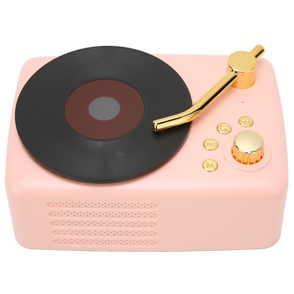 Bluetooth-kaiutin Stereo USB-lataus Retro-levysoittimen muotoilu Kannettava Mini Langaton Kaiutin Kotijuhliin Matkustamiseen Vaaleanpunainen