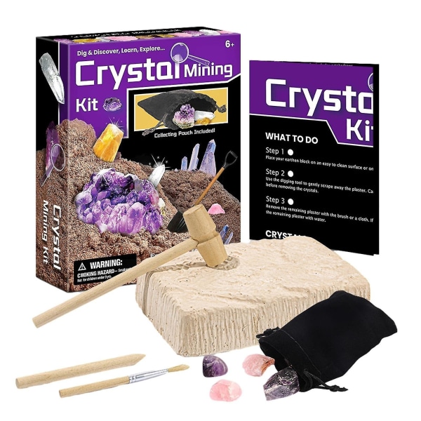 Crystal Mining Kit, Simulerad ädelstensgrävningssats med grävtegel inklusive slumpmässig stil Crystal Stones gruvverktyg Nytt A