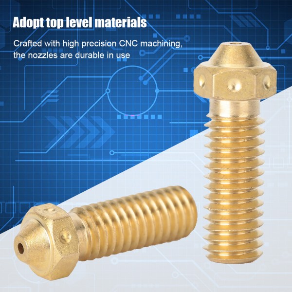 5 st mässing 1,75 mm/1,2 mm högtemperaturbeständigt CNC-bearbetningsextrudermunstycke