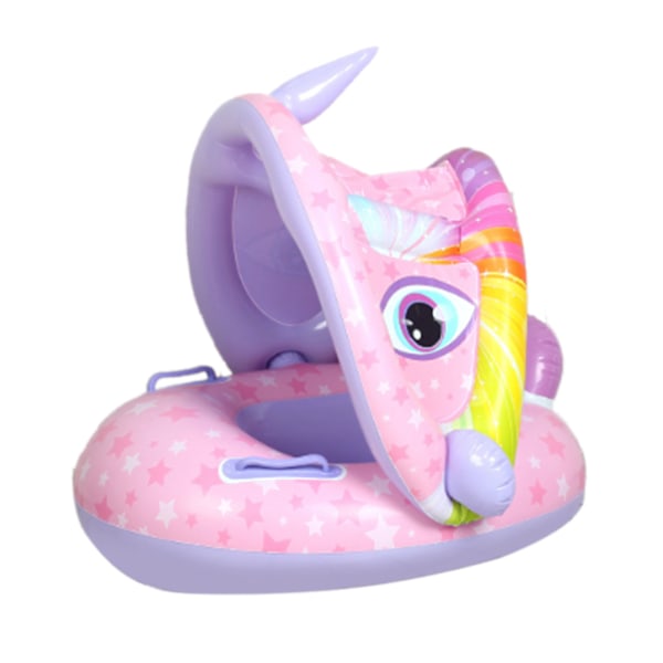 Badring med Solskydd Unik Form Gasblåsa Bekväm Ryggstöd Badring för Barn Licorne Solskydd Båt