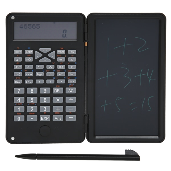 Miniräknare med anteckningsblock Bärbar 10-siffrig LCD-skärm Vetenskaplig kalkylator för skolkontorsmöten och Family Black