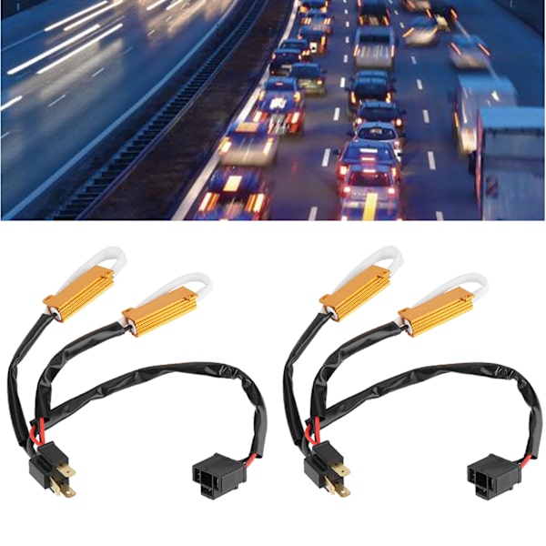 2st LED Decoder Lastmotstånd Bil Strålkastare Blinkande Felfri Kabelhärva för H4