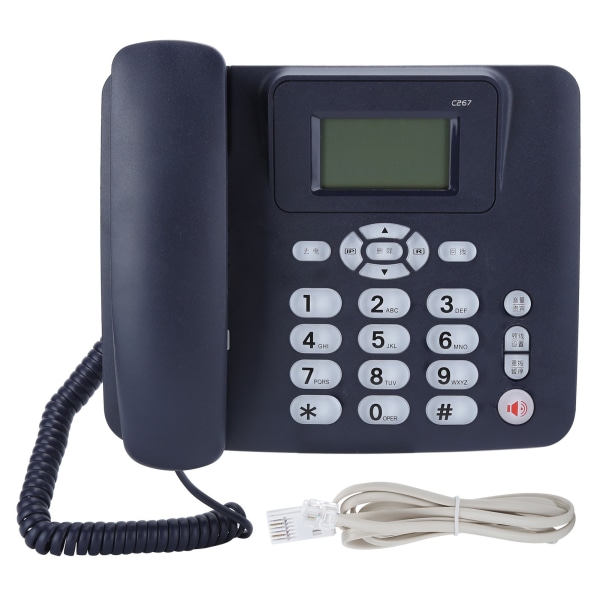 C267 Fast telefon med dubbla gränssnittsstödstillägg för kontorshem med blått