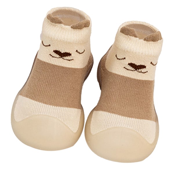 Småbørns Anti-Skrid Sikre Sokker i Bomuld Bløde Bund Sokker Baby Slippers Sko Brun 22/23 13,5cm