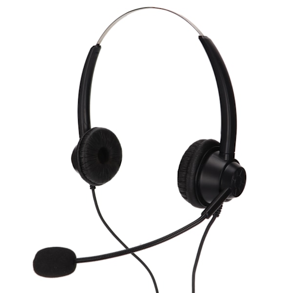 2,5 mm Telefonhovedsæt Binaural Støjreducerende Call Center Øretelefon med Mic Mute til Forretningskundeservice