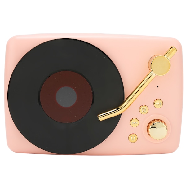Bluetooth-kaiutin Stereo USB-lataus Retro-levysoittimen muotoilu Kannettava Mini Langaton Kaiutin Kotijuhliin Matkustamiseen Vaaleanpunainen