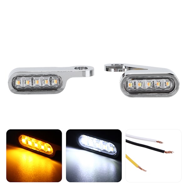 2 STK Mini LED Hjørnelys Blinklys Korrosjonsbestandig Aluminiumslegering Motorsykkel Tilbehør Sølv Skall Hvitt Speil