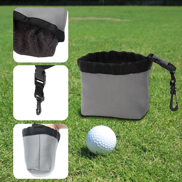 Kannettava harmaa golfmailan ja -pallon puhdistuspussi vedenpitävällä Clean Face Technology -vuorauksella ja irrotettavalla pidikkeellä - Golfpussilaukku arvoesineille