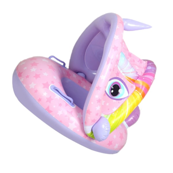 Badring med Solskydd Unik Form Gasblåsa Bekväm Ryggstöd Badring för Barn Licorne Solskydd Båt