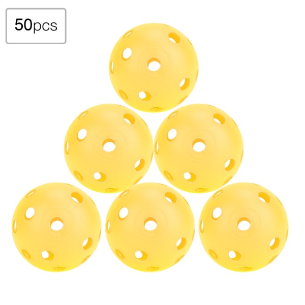 50 st enfärgade ihåliga luftflödesgolfträningsbollar inomhusgolfbollar för barn (gul)
