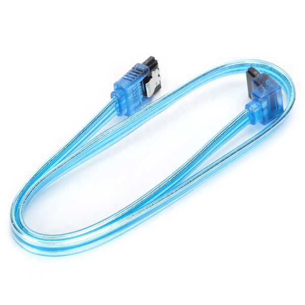 Solid State Transparent Blue SATA 3.0-datakabel för PC-datordataöverföring (rak och armbåge)